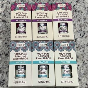 Essential Oil Set. Pack of 6. 3 lavender and 3 tea tree.